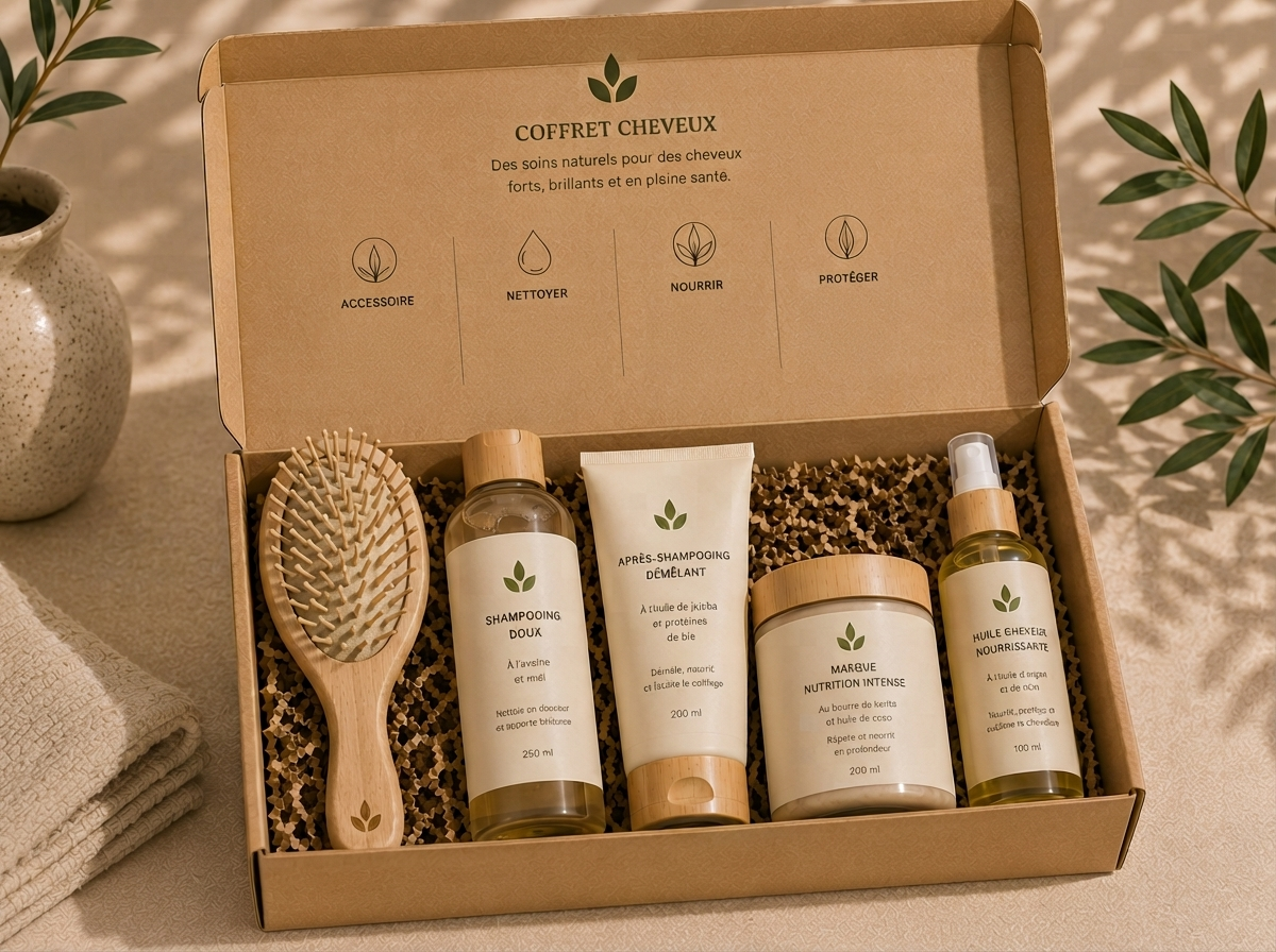 Coffret vitalité cheveux naturel Cosm'éthique avec shampoing, après-shampoing et masque