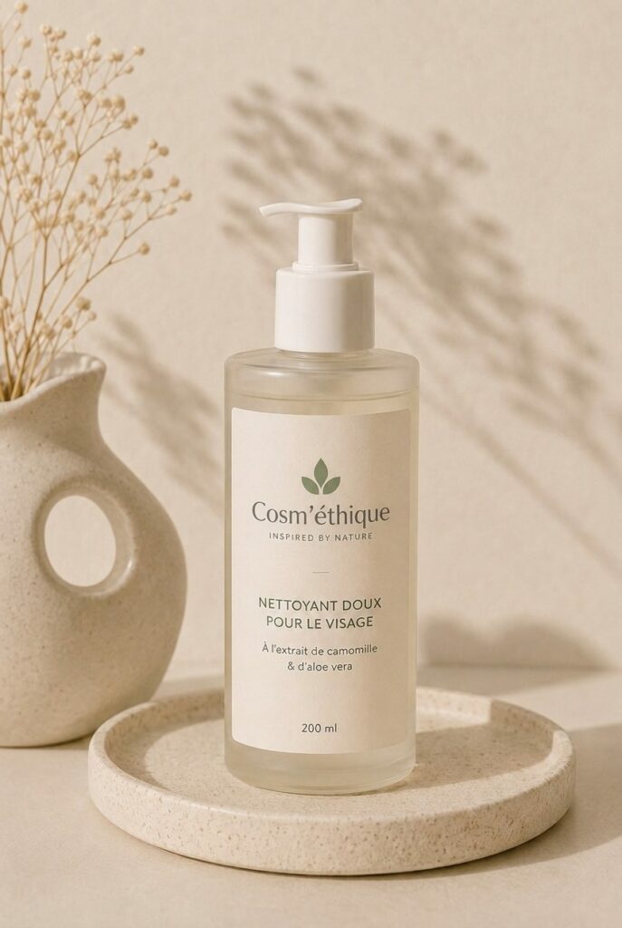 Nettoyant doux pour le visage, gamme soins visage Cosm'éthique