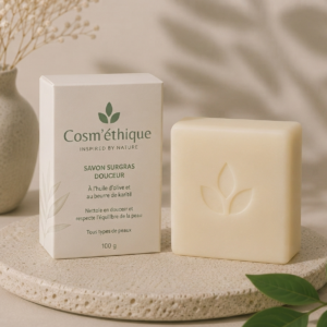 Savon surgras douceur naturel Cosm'éthique à l'huile d'olive et au karité, packaging face