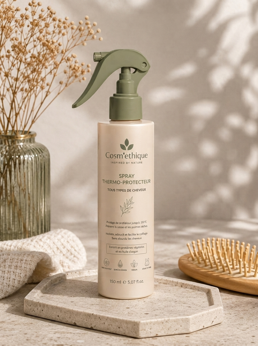 Spray thermo-protecteur cheveux naturel Cosm'éthique, flacon fermé