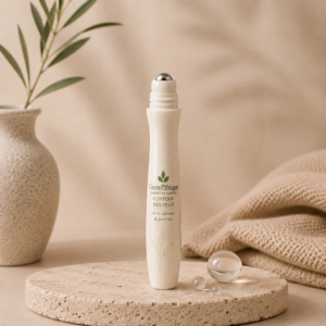 Application du soin contour des yeux sur peau sensible